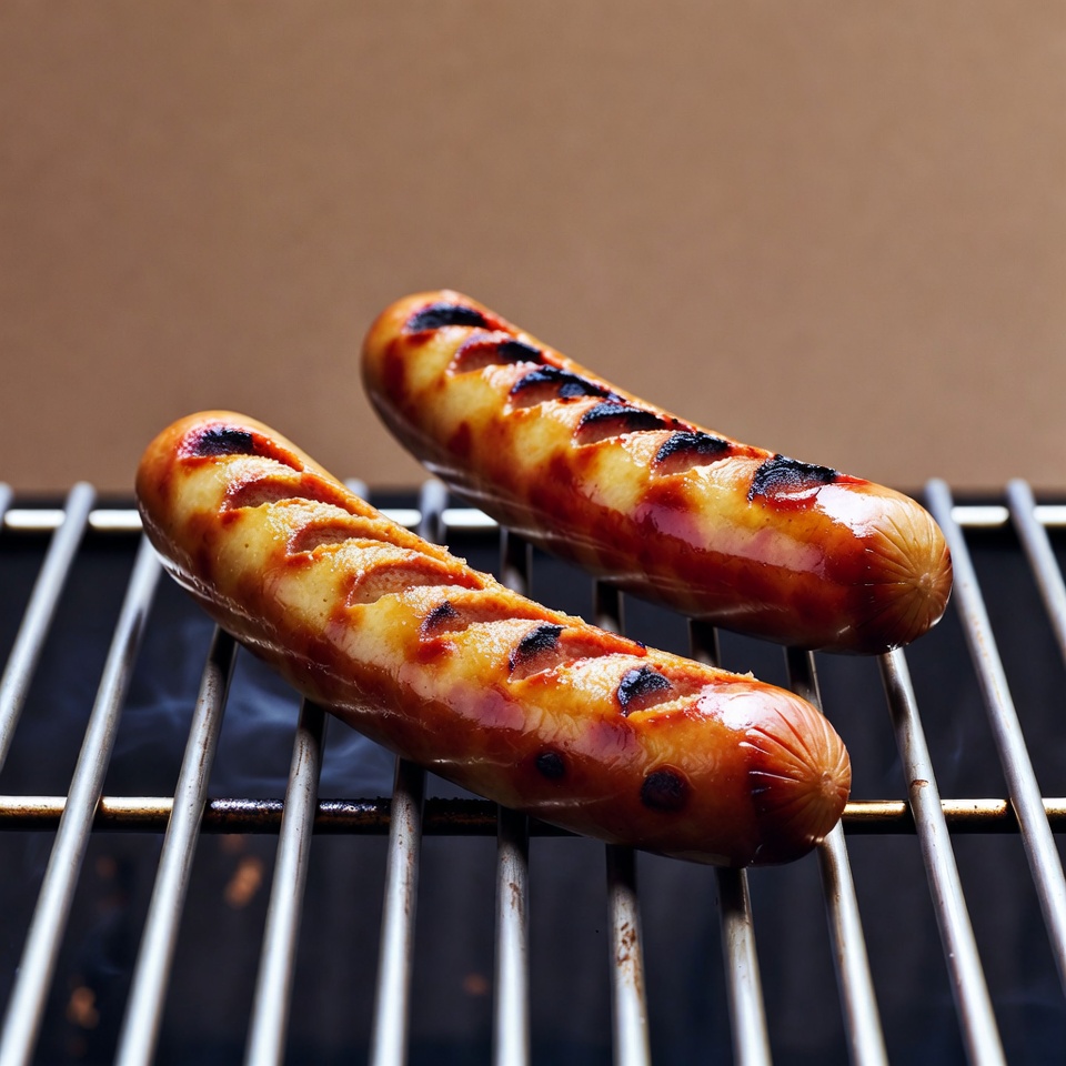 Grilled Sausages on Barbecue Grill Grilled Sausages on Barbecue Grill
