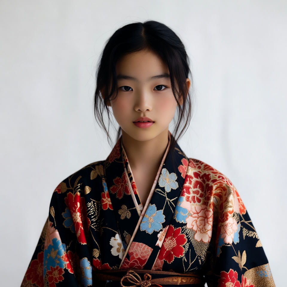 Young Asian girl in kimono Young Asian girl in kimono