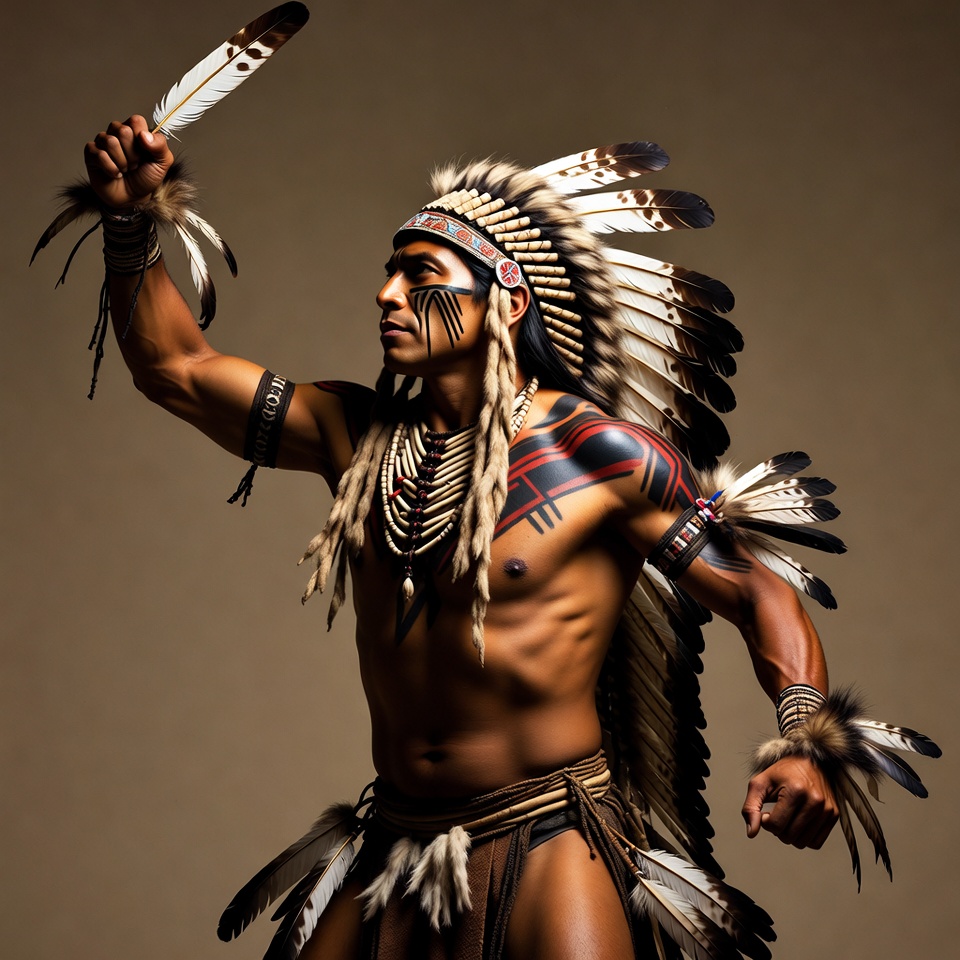 Native American warrior with war bonnet Native American warrior with war bonnet
