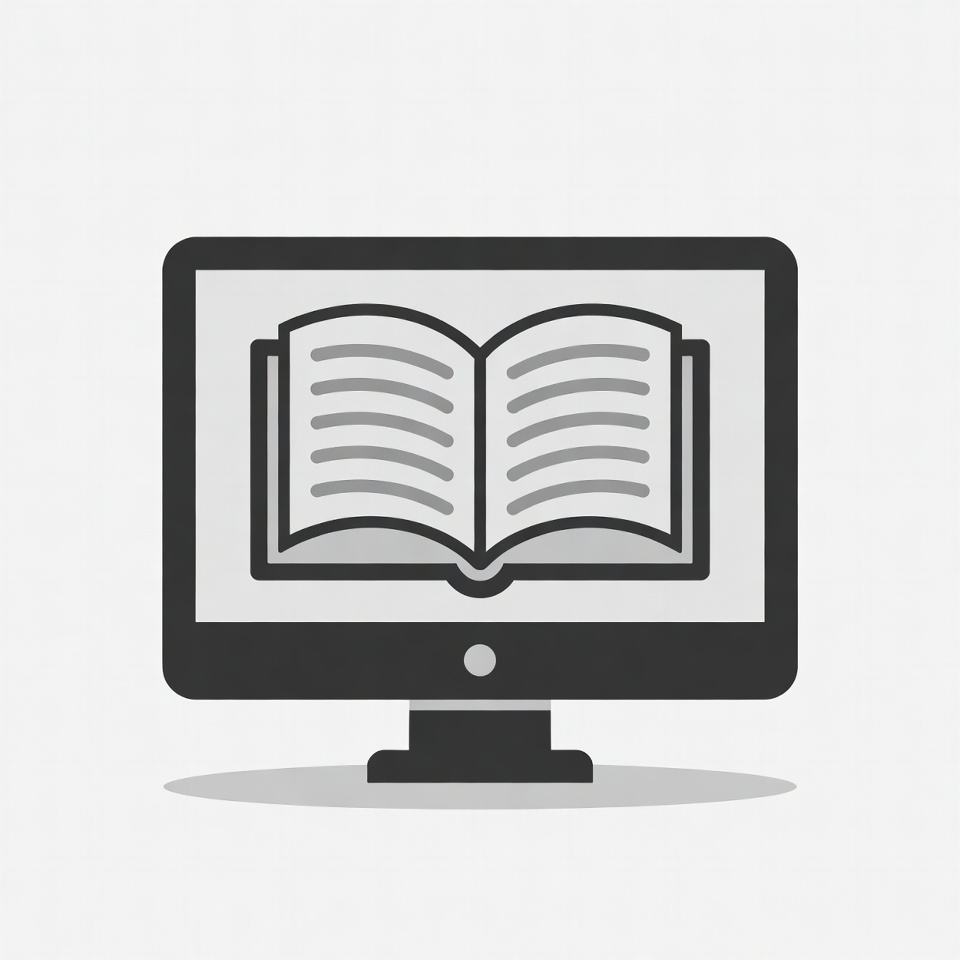 Open book on computer screen Open book on computer screen