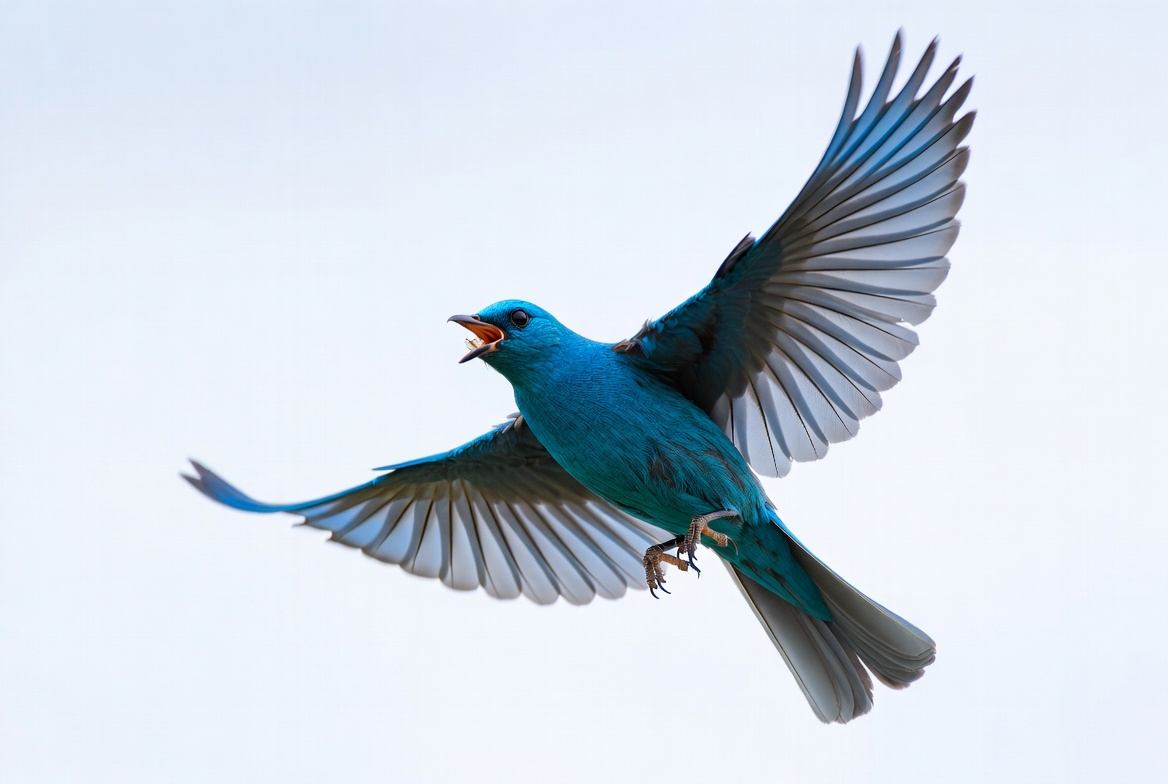 Indigo Bunting Bird Flying and Singing Indigo Bunting Bird Flying and Singing