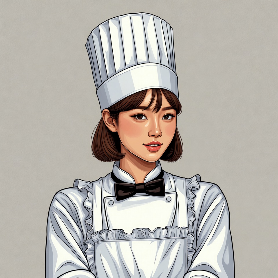 Asian woman in chef uniform Asian woman in chef uniform