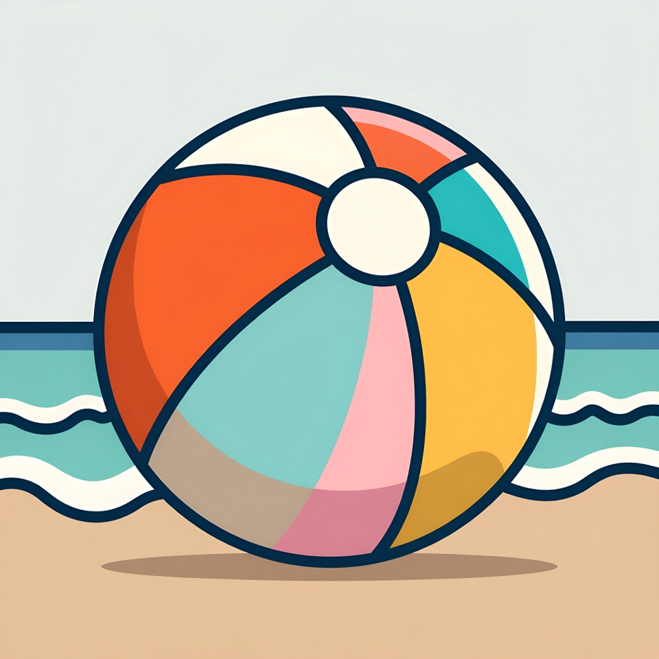 Colorful Beach Ball on Sand Colorful Beach Ball on Sand