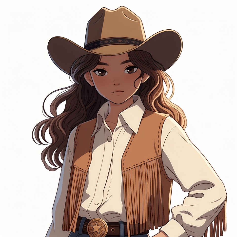 Cowgirl wearing hat and vest Cowgirl wearing hat and vest