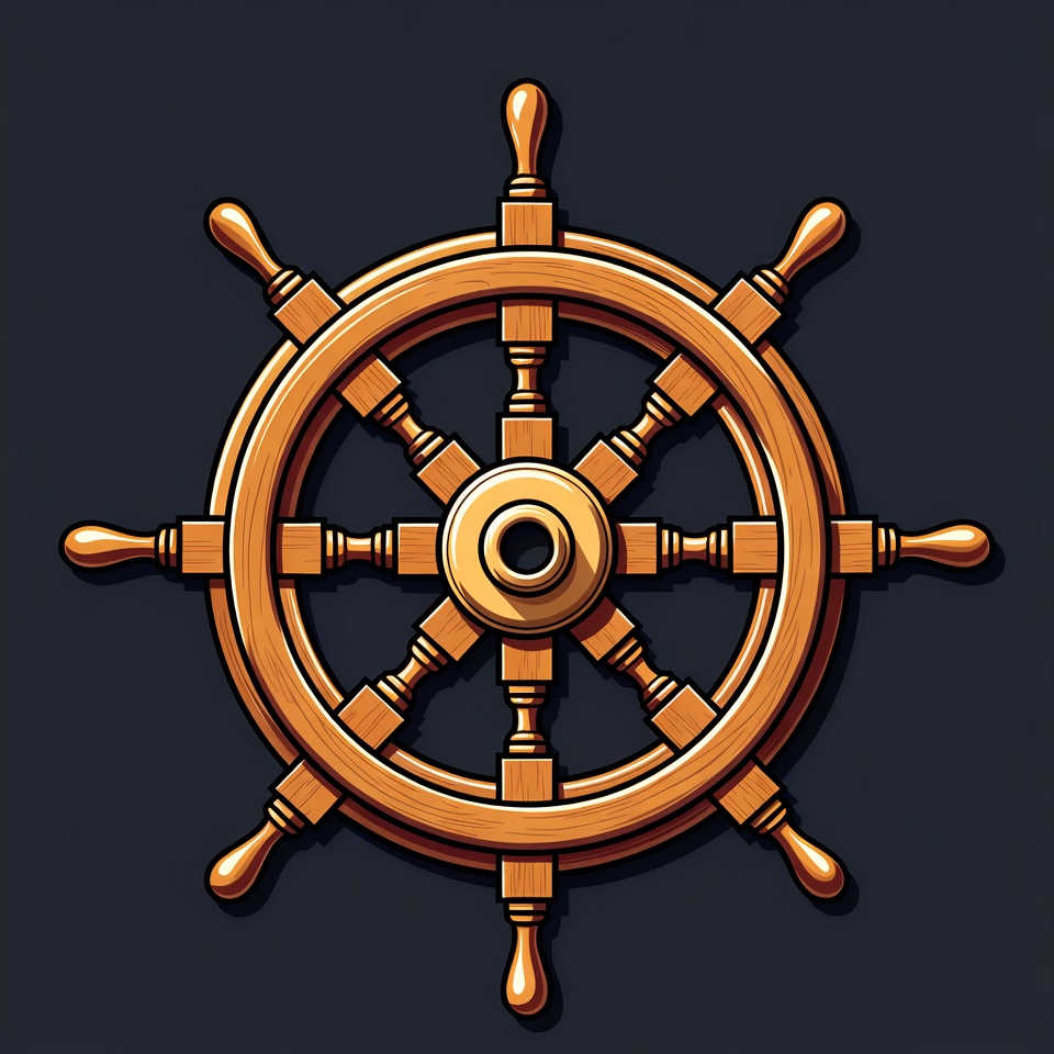 Wooden Ship Steering Wheel Illustration Wooden Ship Steering Wheel Illustration