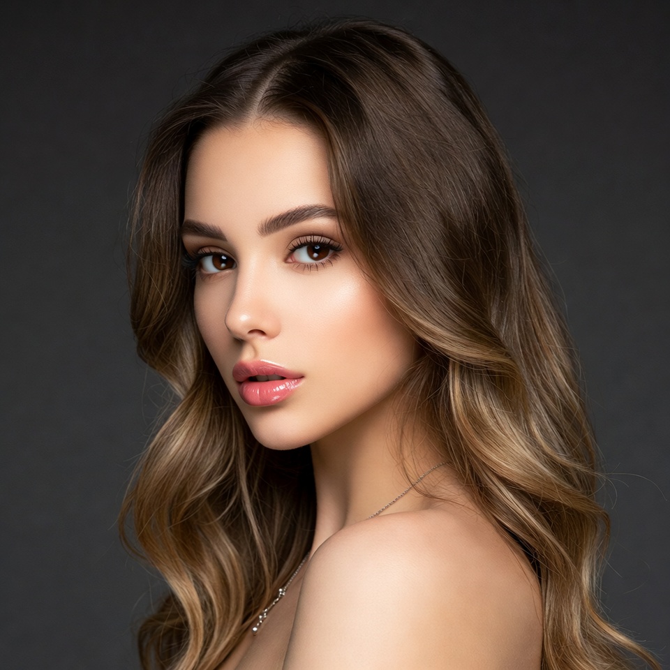 Beautiful woman with wavy brown hair Beautiful woman with wavy brown hair