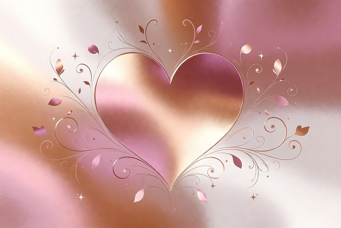 Metallic Pink Heart with Vines Metallic Pink Heart with Vines