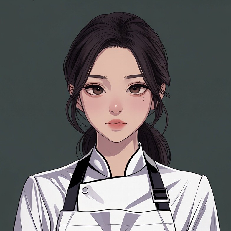 Asian woman in white chef uniform Asian woman in white chef uniform