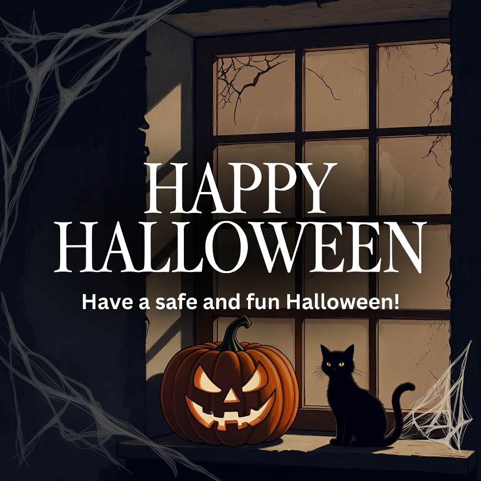 Happy Halloween Window with Jack-o-Lantern Happy Halloween Window with Jack-o-Lantern