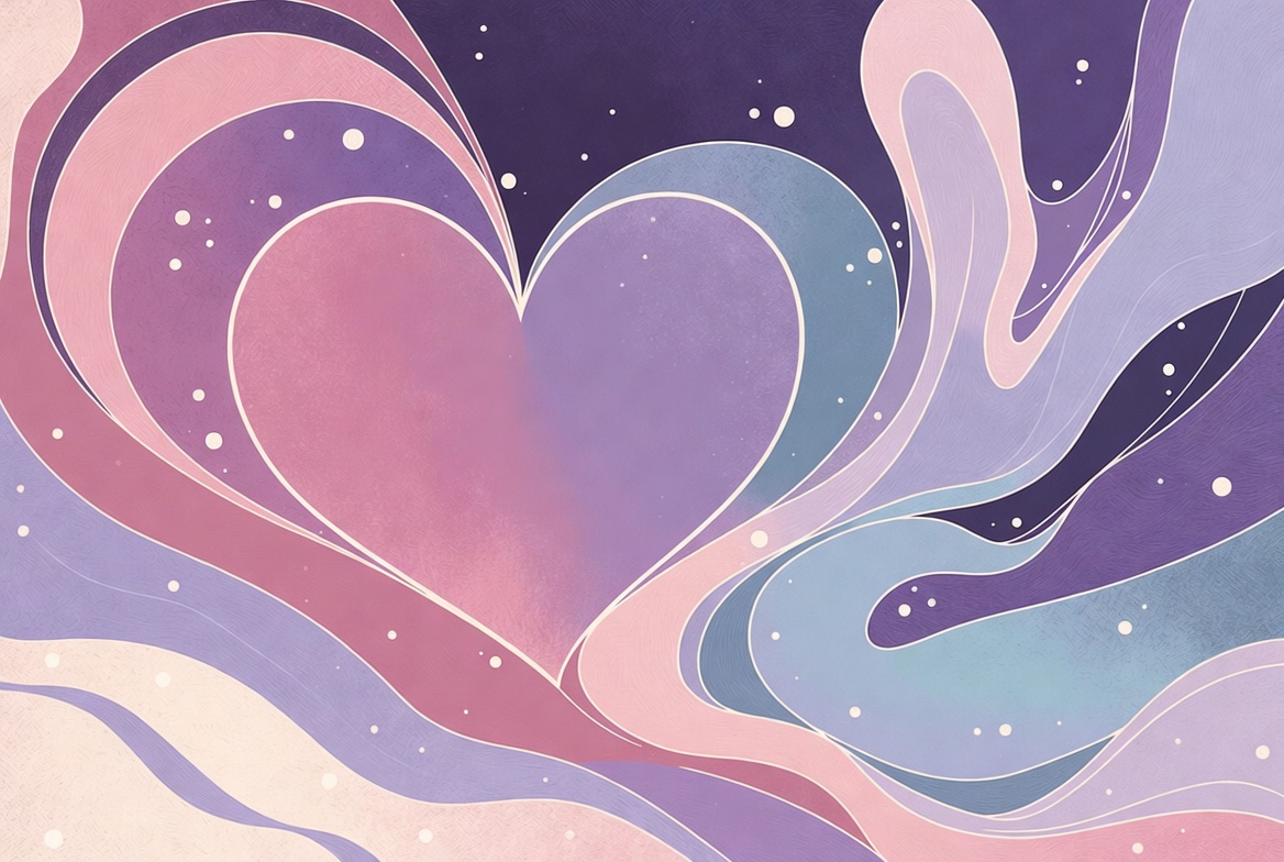 Abstract Pink Heart in Purple Galaxy Abstract Pink Heart in Purple Galaxy