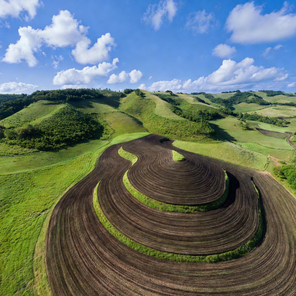 Aerial View of Spiral Farm Fields Aerial View of Spiral Farm Fields