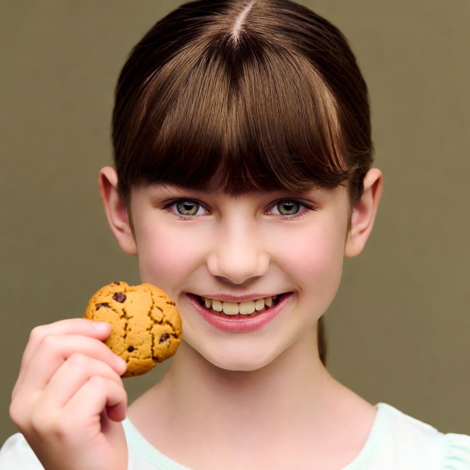 Girl holding chocolate chip cookie Girl holding chocolate chip cookie