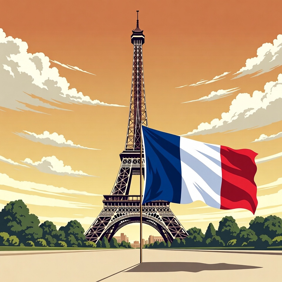Eiffel Tower with French Flag Eiffel Tower with French Flag