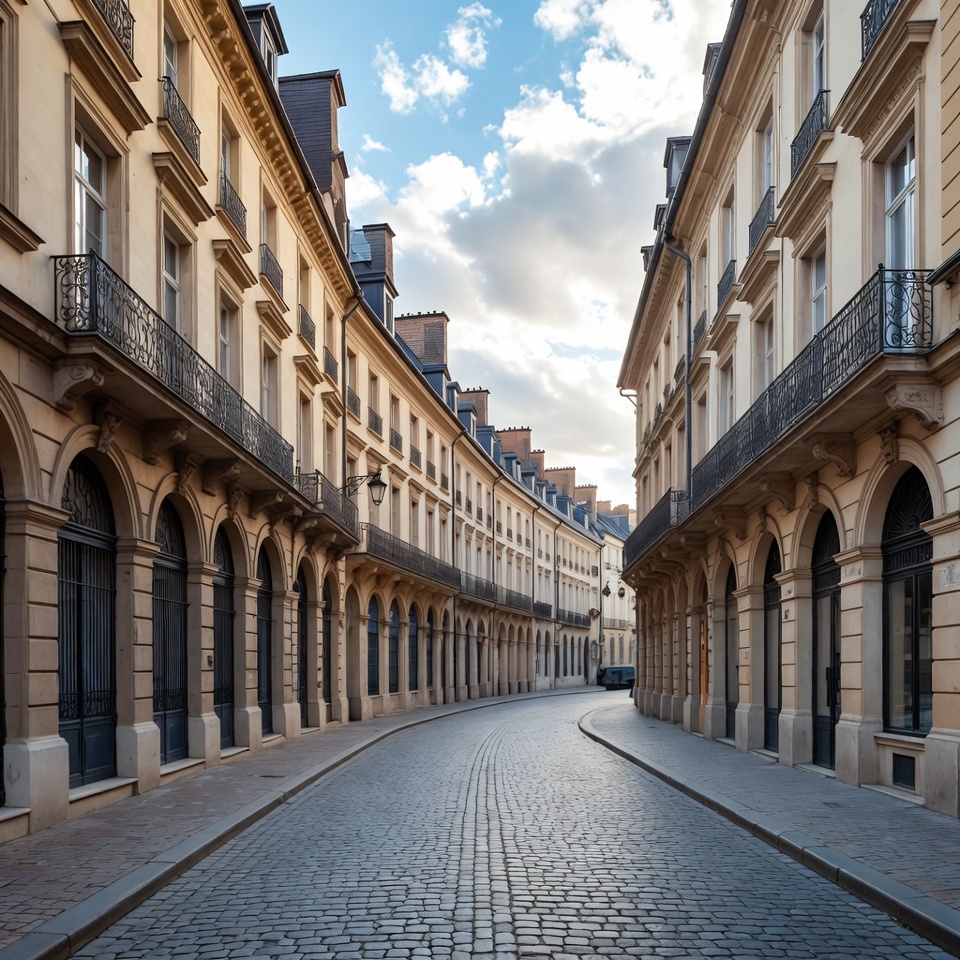 Curved Cobblestone Street in Paris Curved Cobblestone Street in Paris