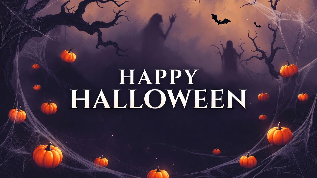 Happy Halloween Illustration with Witches Happy Halloween Illustration with Witches