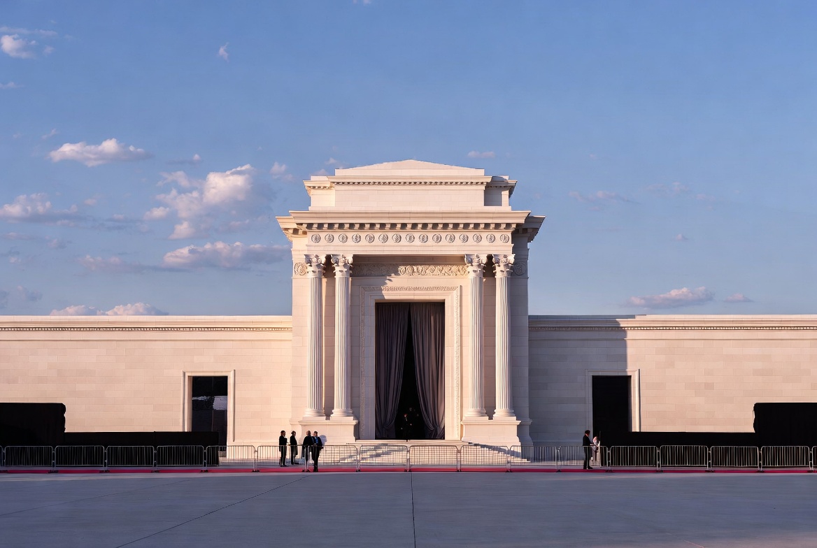 Grand White Temple Entrance with Columns Grand White Temple Entrance with Columns