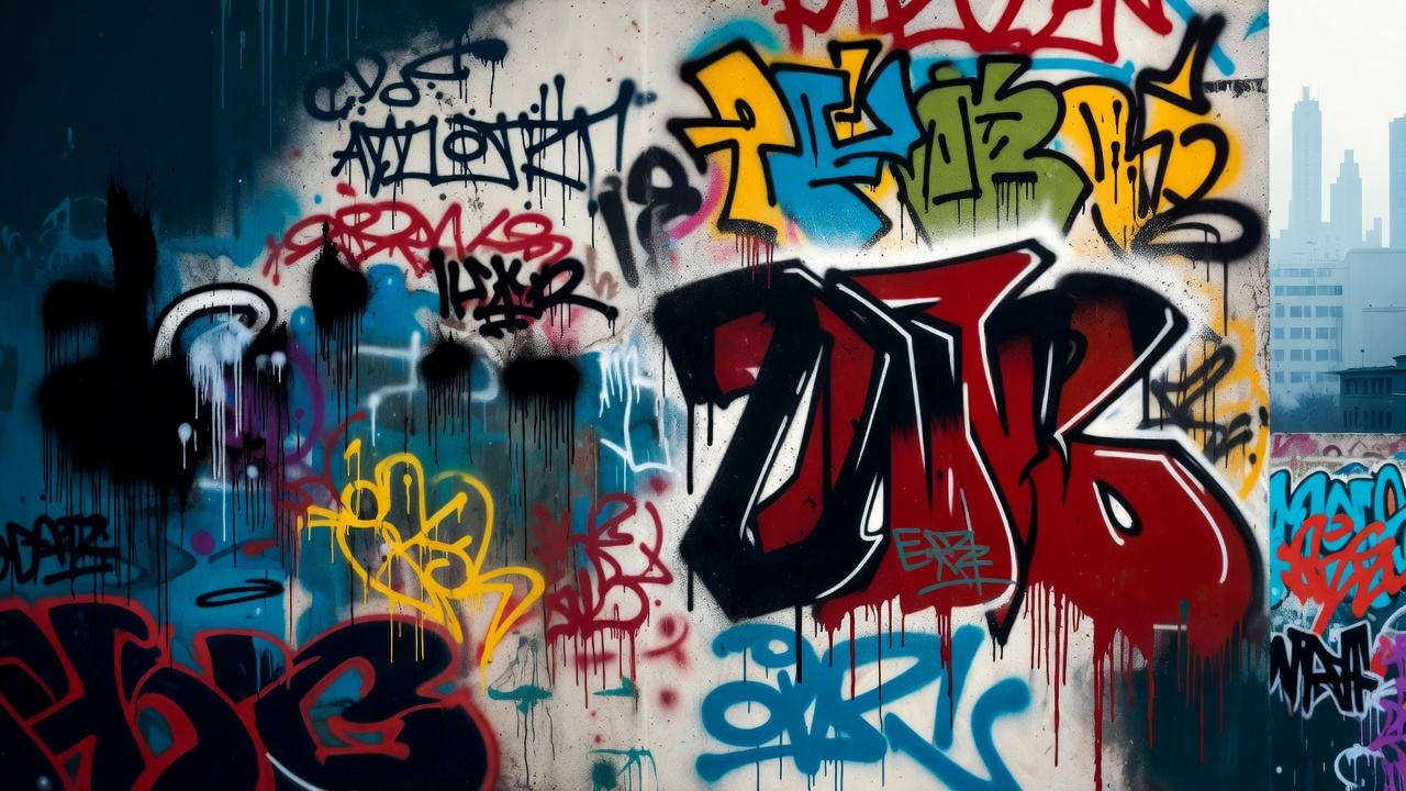 Colorful Urban Graffiti Wall Colorful Urban Graffiti Wall