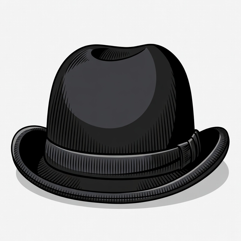 Black Bowler Hat Illustration Black Bowler Hat Illustration