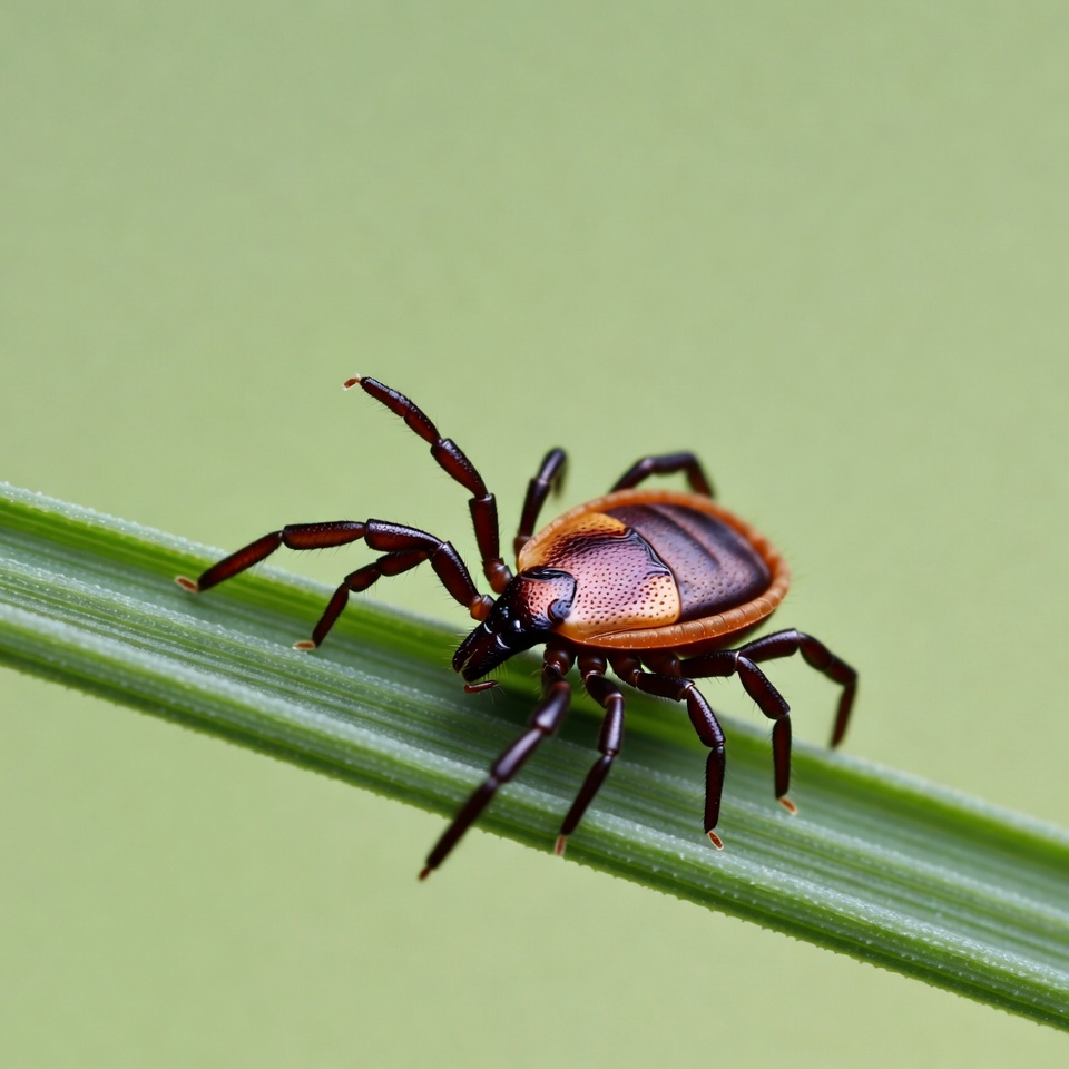 Blacklegged Tick on Green Leaf Blacklegged Tick on Green Leaf