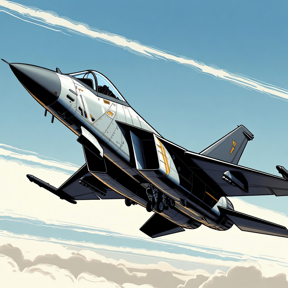 Jet fighter flying in sky Jet fighter flying in sky