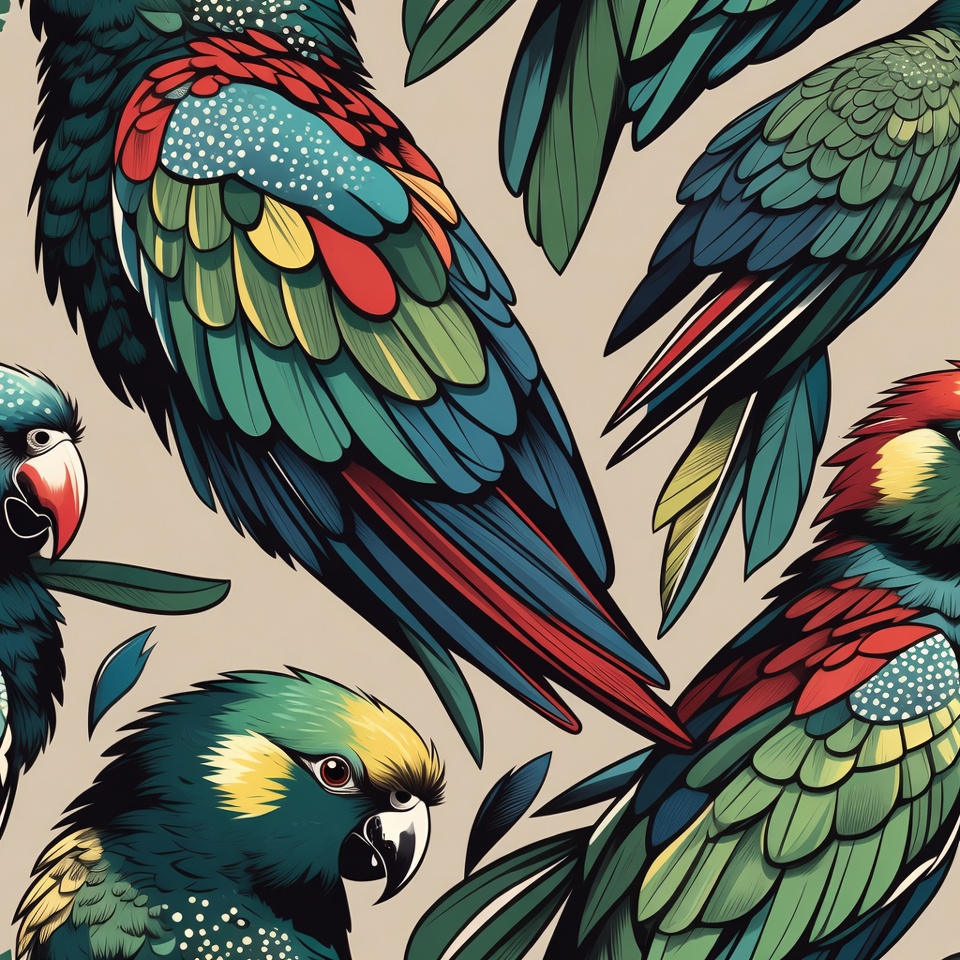 Colorful Parrots Illustration Pattern Colorful Parrots Illustration Pattern