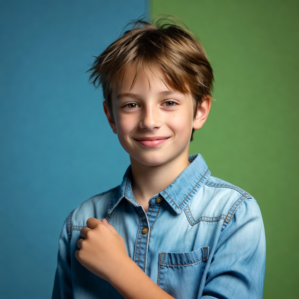 Smiling boy in denim shirt Smiling boy in denim shirt