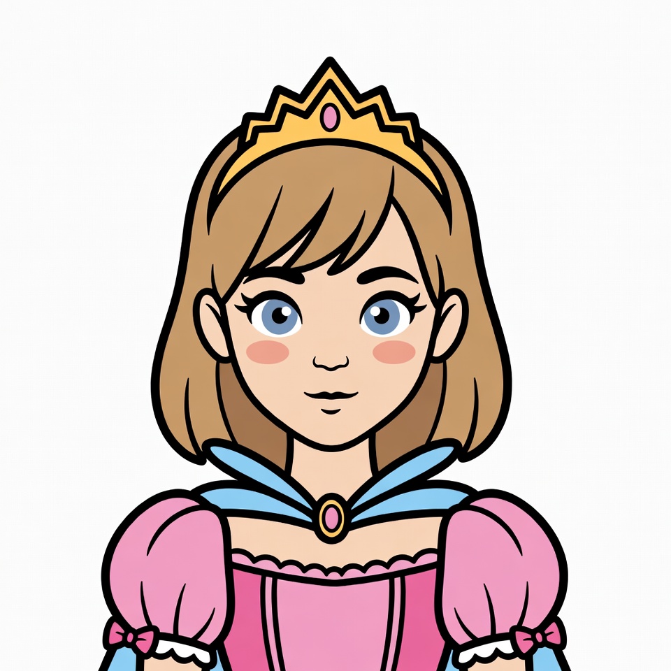 Cartoon princess with crown Cartoon princess with crown