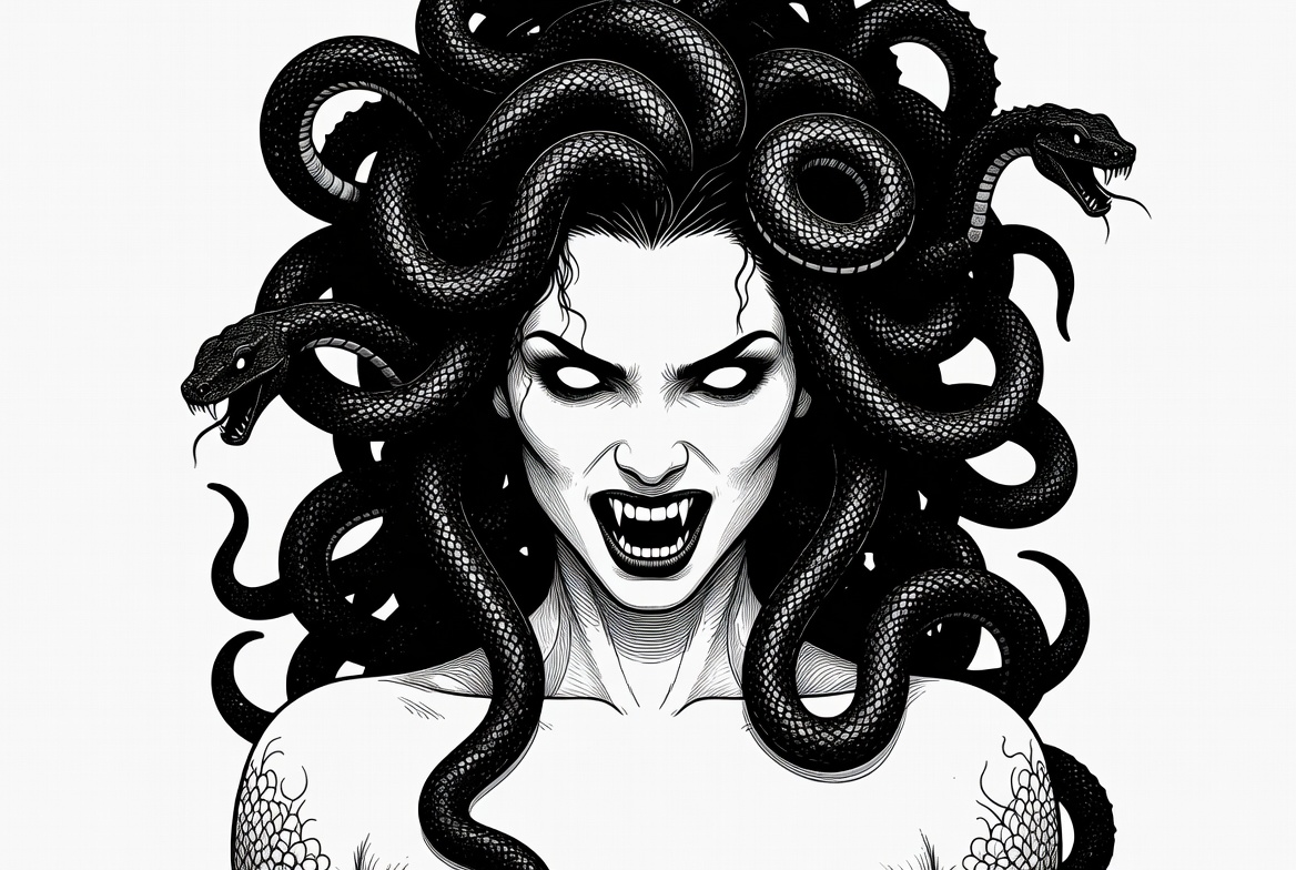 Medusa with snakes for hair Medusa with snakes for hair