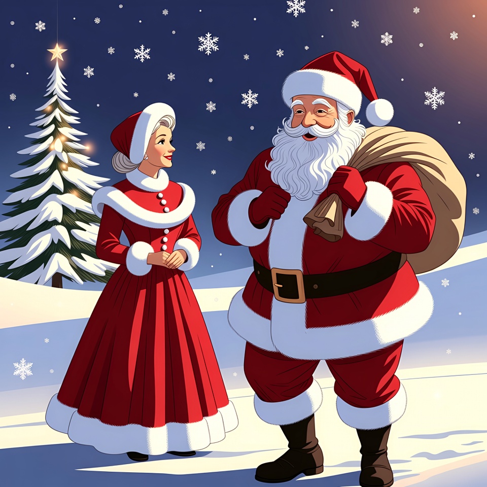 Santa Claus and Mrs. Claus in Snow Santa Claus and Mrs. Claus in Snow