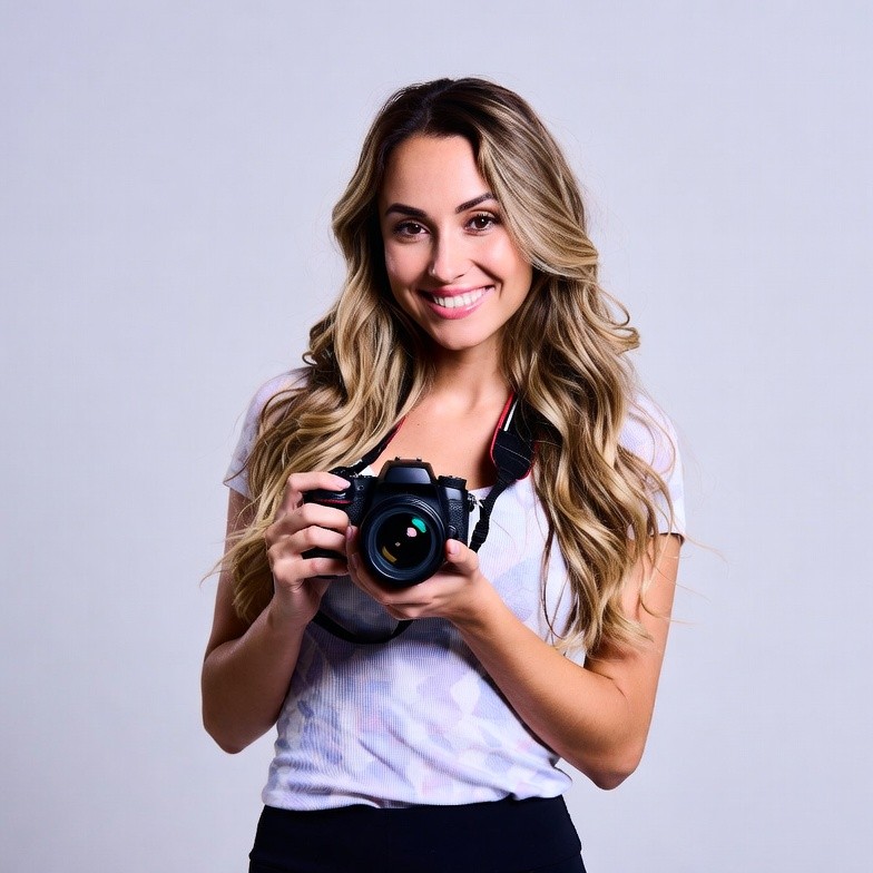 Woman holding camera Woman holding camera