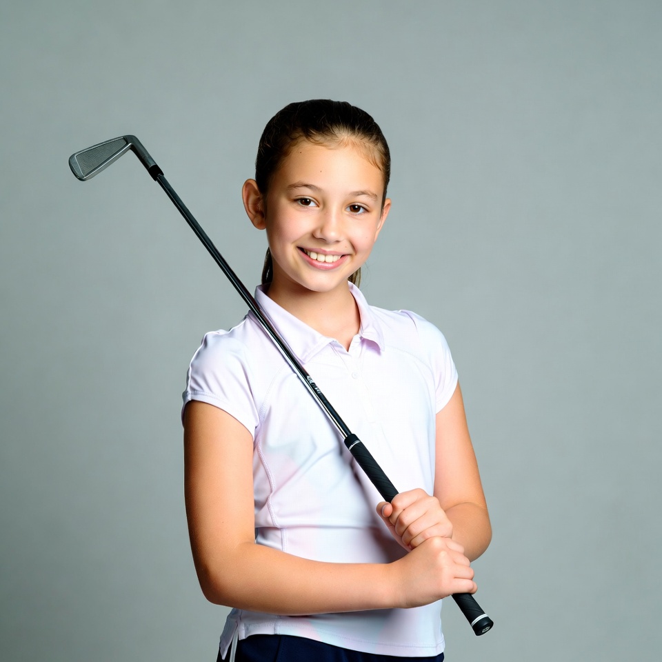 Girl holding golf club Girl holding golf club