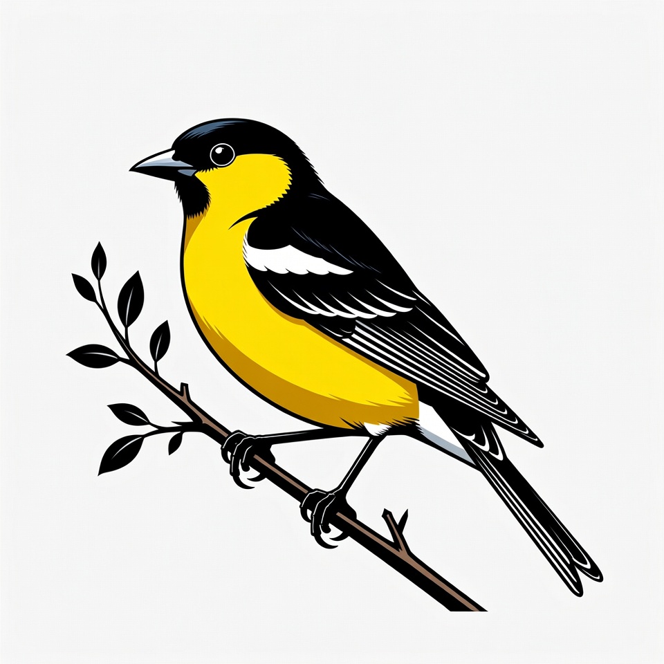 Yellow-headed Blackbird perched on branch Yellow-headed Blackbird perched on branch