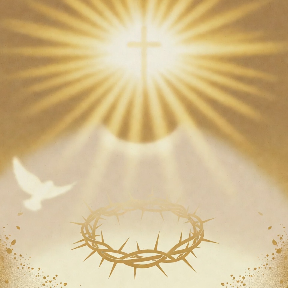 Golden Cross with Dove and Crown of Thorns Golden Cross with Dove and Crown of Thorns