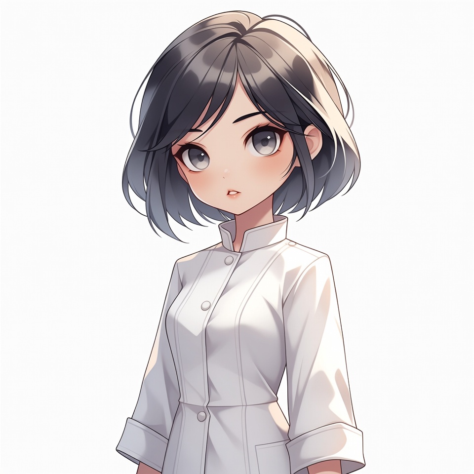 Anime girl in white chef uniform Anime girl in white chef uniform