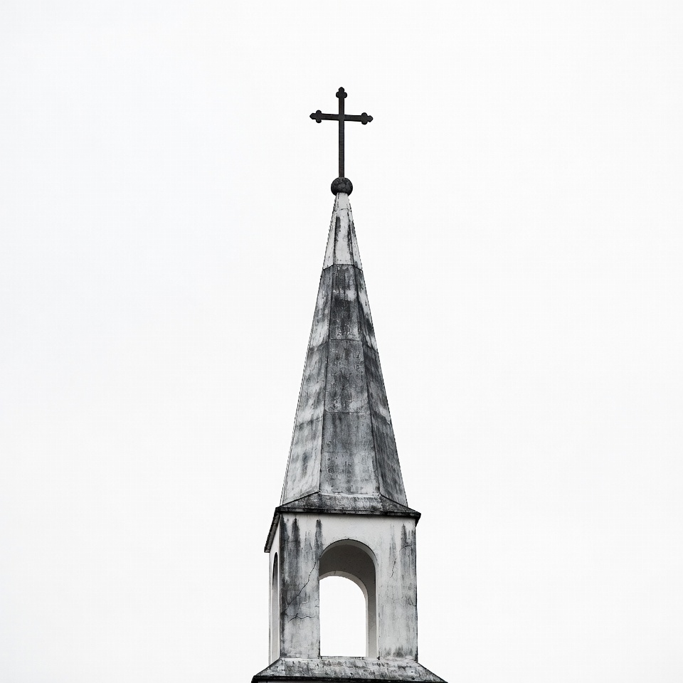 Church Steeple with Black Cross Church Steeple with Black Cross