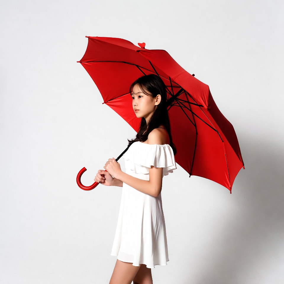 Asian girl holding red umbrella Asian girl holding red umbrella