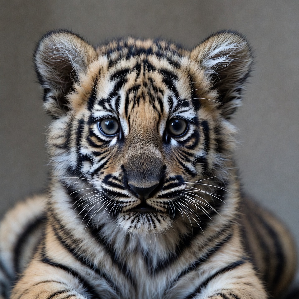 Cute tiger cub close-up Cute tiger cub close-up