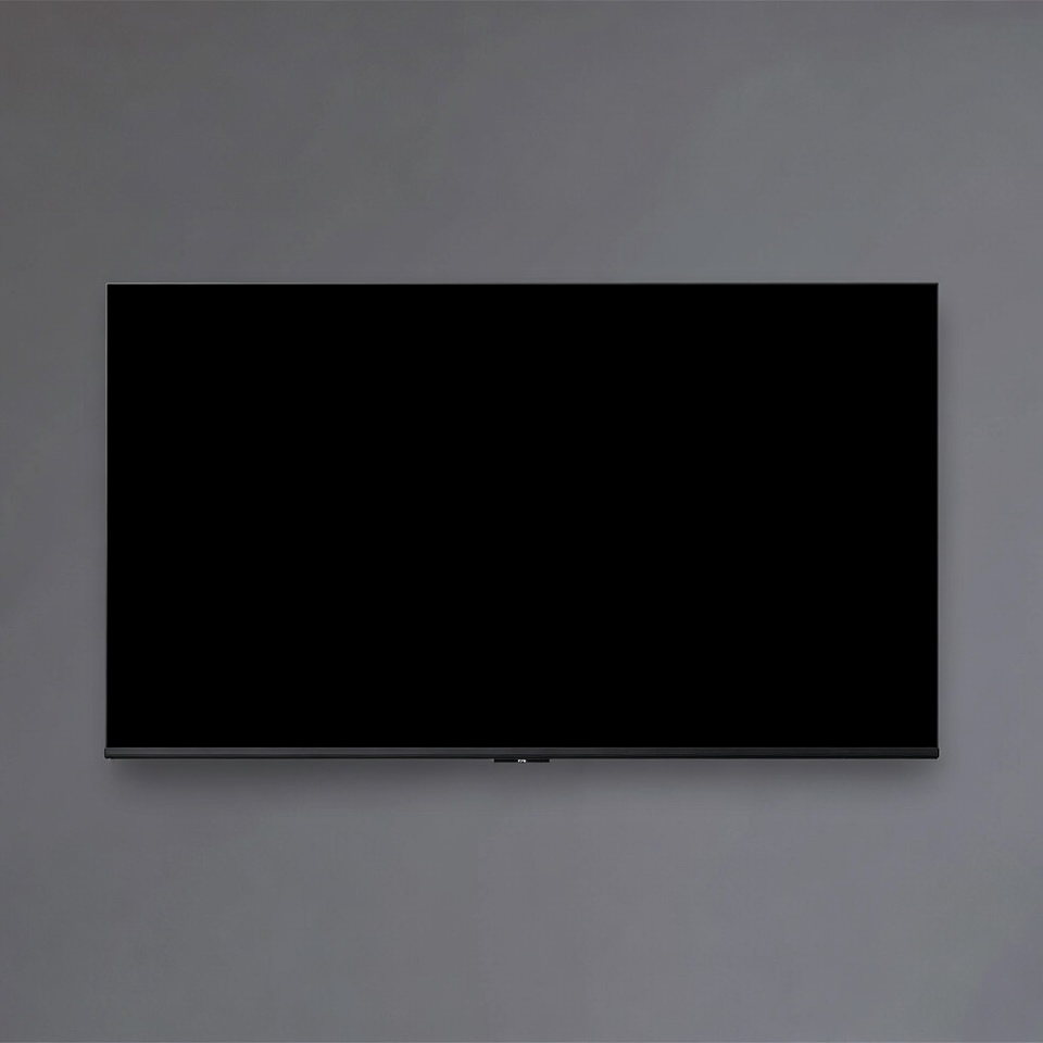Black TV on Gray Wall Black TV on Gray Wall