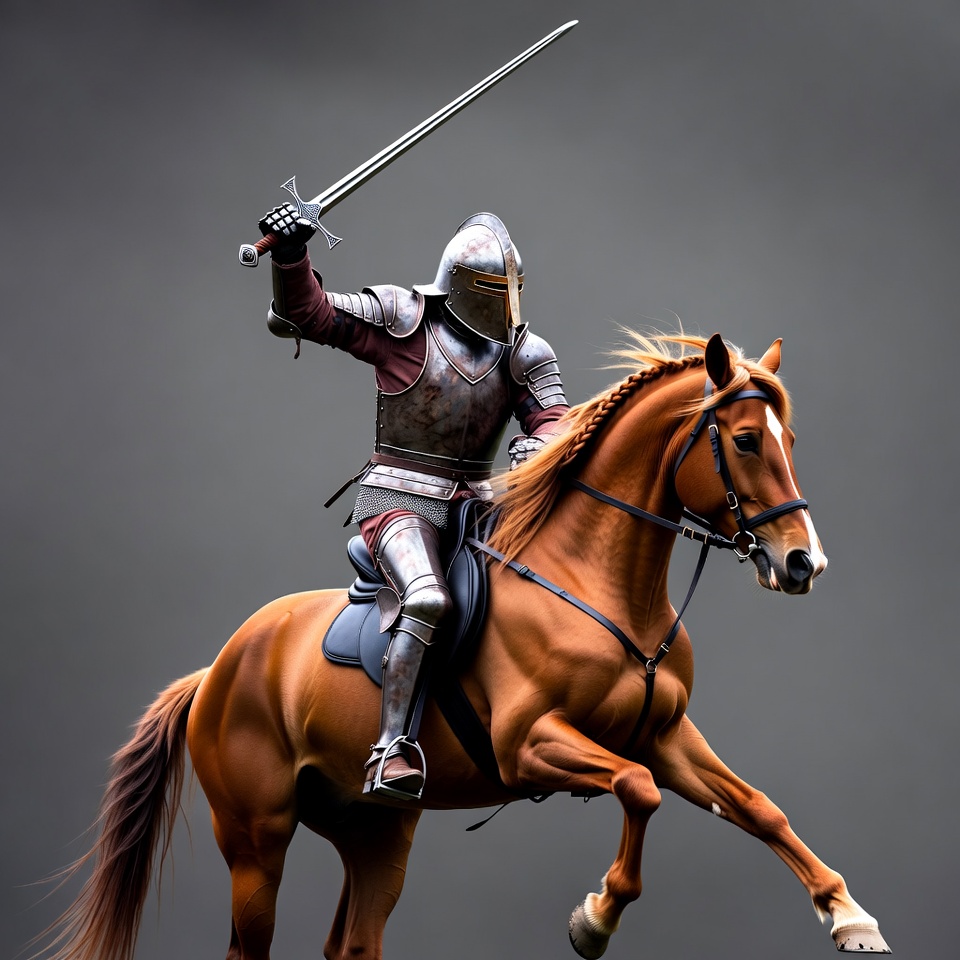 Knight riding horse with sword Knight riding horse with sword