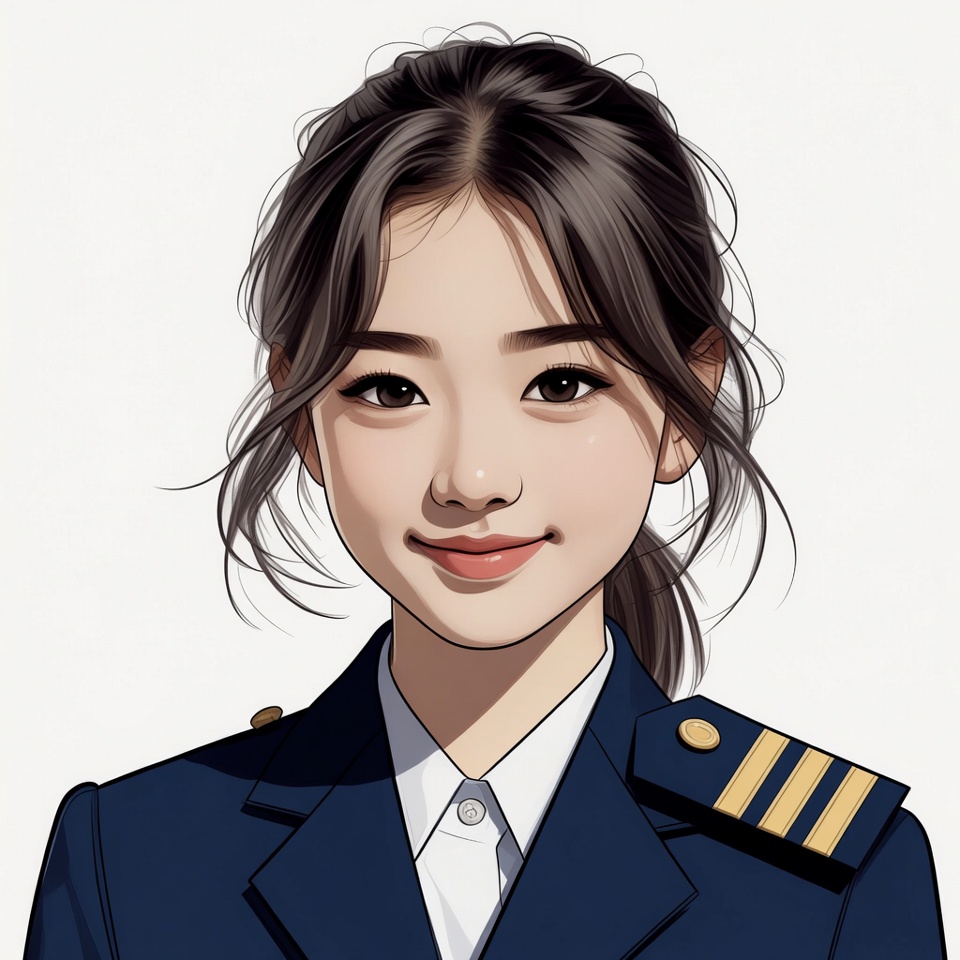 Asian woman in pilot uniform Asian woman in pilot uniform