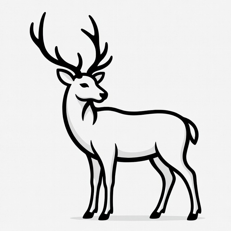 Standing Deer Outline Illustration Standing Deer Outline Illustration