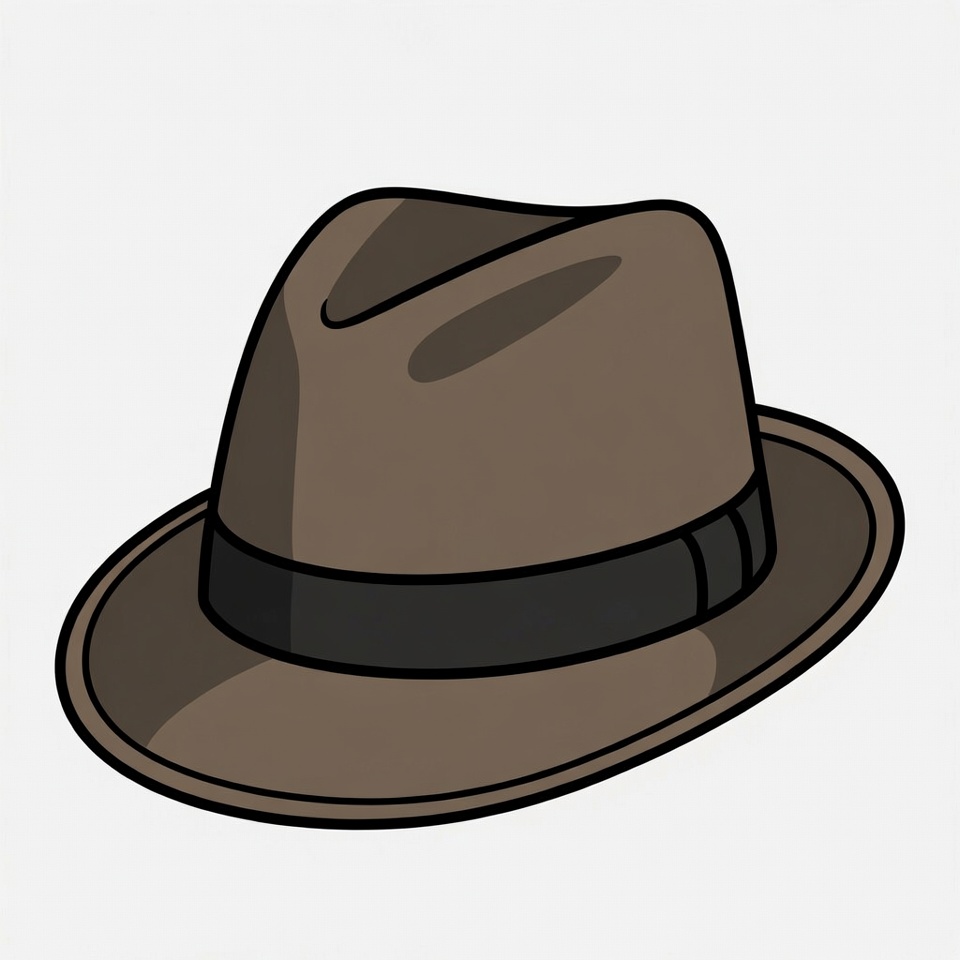 Brown fedora hat illustration Brown fedora hat illustration
