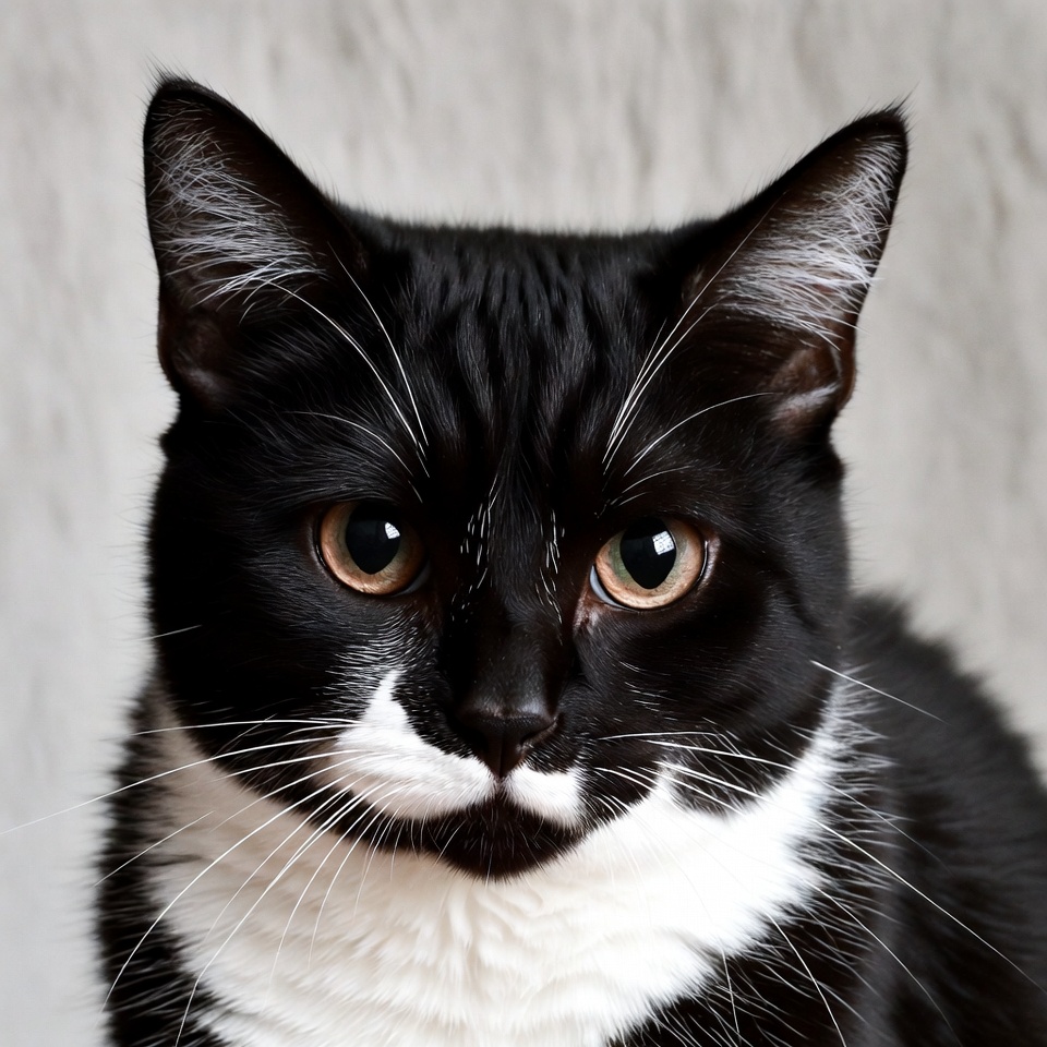 Black cat with white mustache Black cat with white mustache