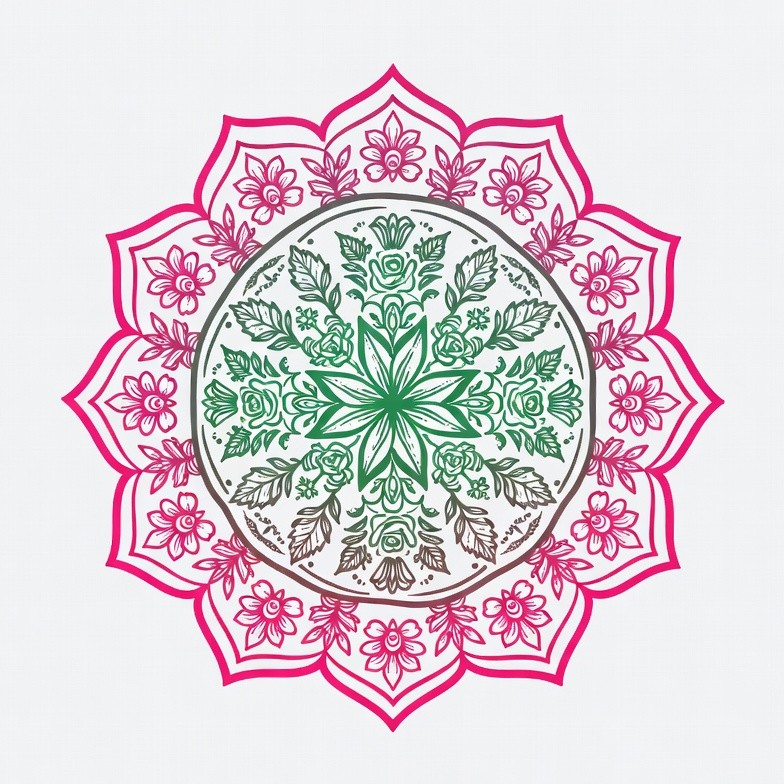 Pink Green Mandala Design Pink Green Mandala Design