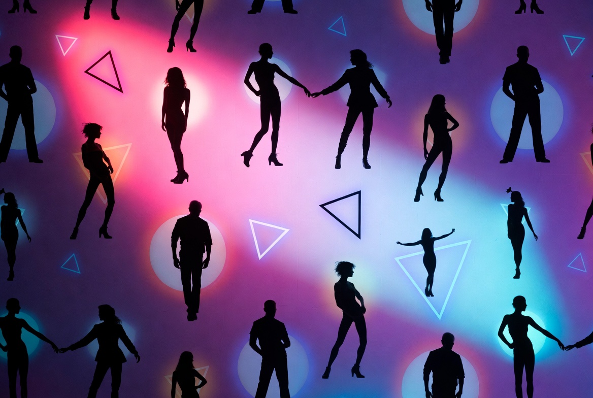 Silhouettes of Dancing Men and Women Silhouettes of Dancing Men and Women