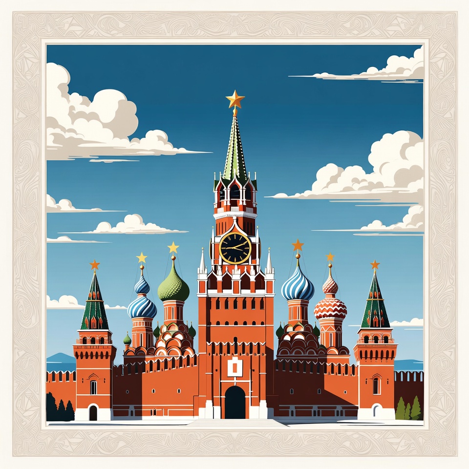 Spasskaya Tower Red Square Illustration Spasskaya Tower Red Square Illustration