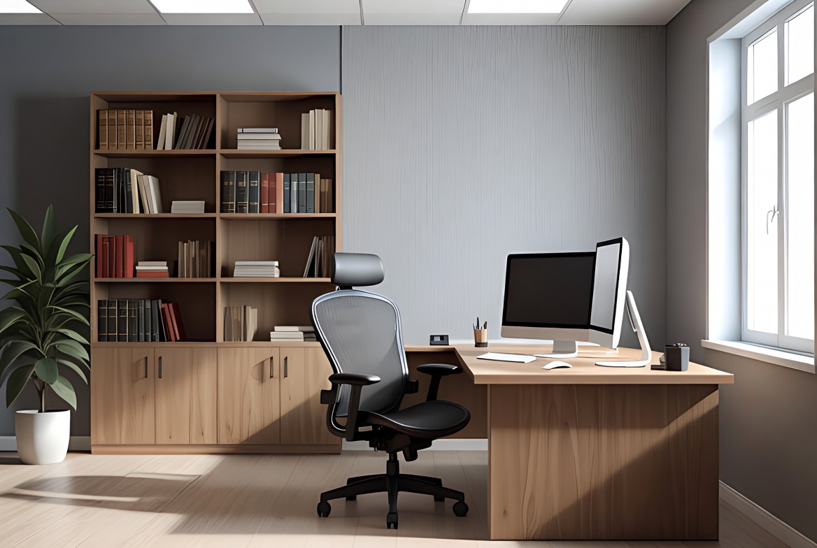 Modern Office Desk with Bookshelf Modern Office Desk with Bookshelf