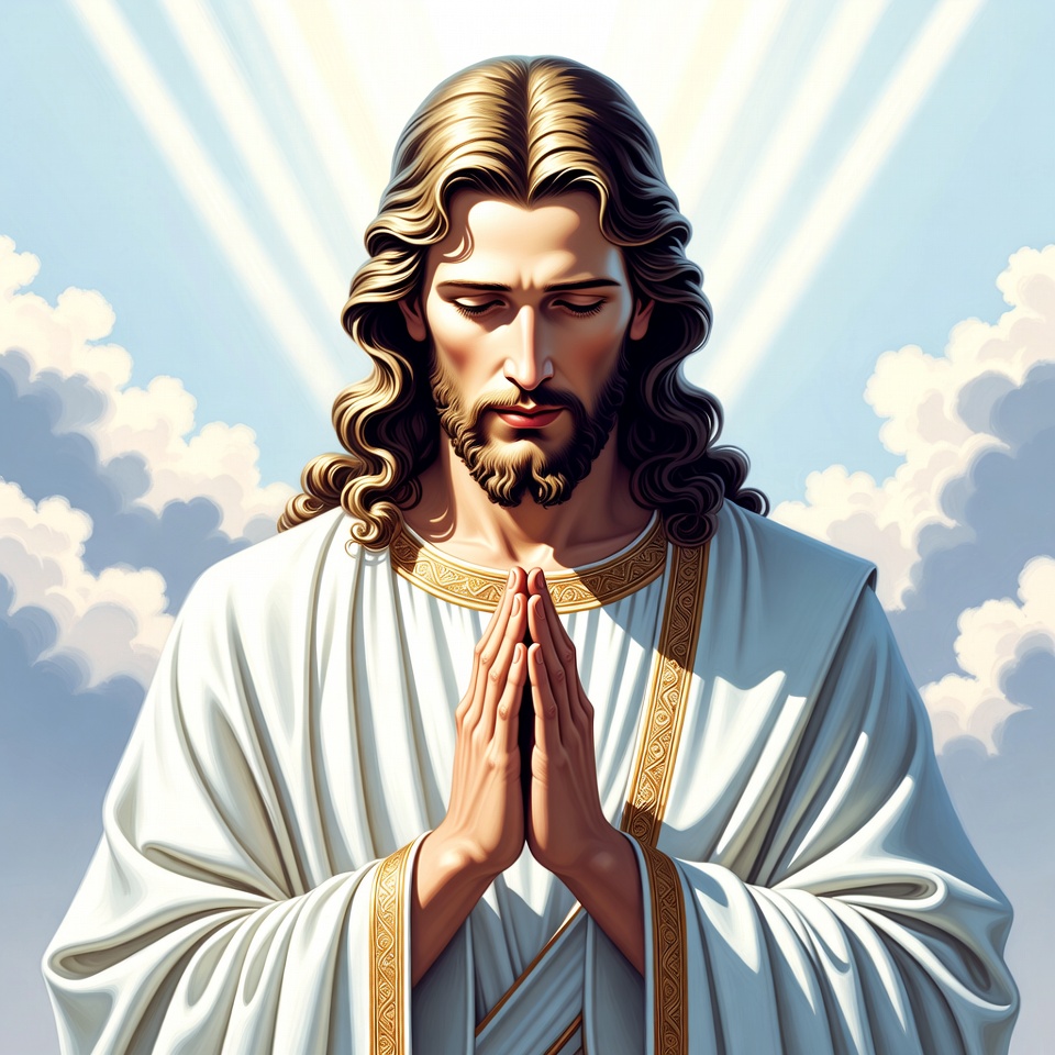 Jesus Praying with Hands Clasped Jesus Praying with Hands Clasped