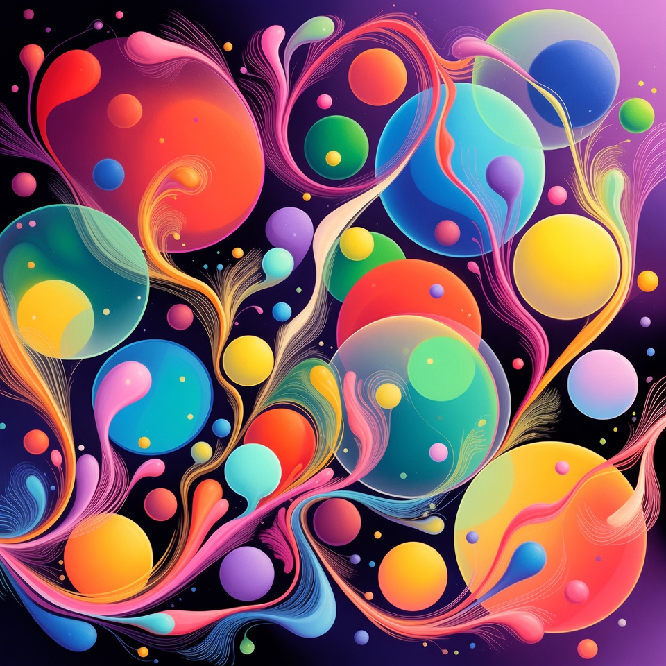Colorful Abstract Bubbles and Feathers Colorful Abstract Bubbles and Feathers