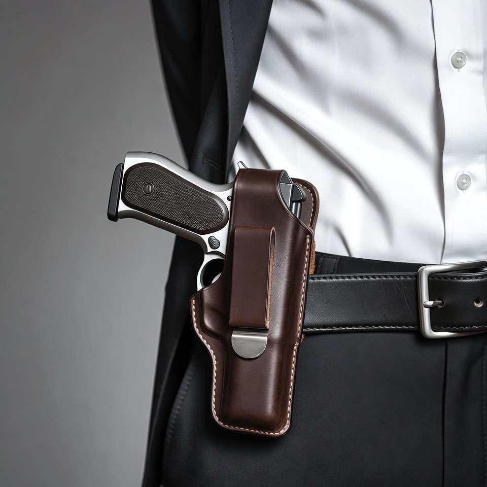 Man in suit with holstered pistol Man in suit with holstered pistol
